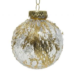Decoris Transparent Shatterproof Bauble with Gold Lace 10cm
