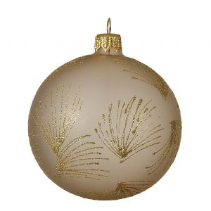Decoris Pearl Glass Bauble with Glitter Feathers 8cm