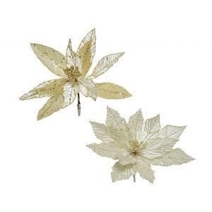 Decoris Ivory & Gold Flower Clip (Assorted Designs)