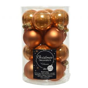 Decoris Assorted Amber Mini Glass Baubles 3.5cm (Tube of 16)