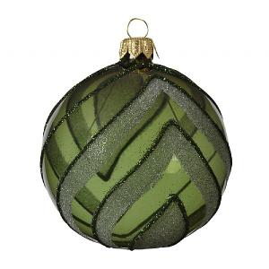 Decoris Pine Transparent Glass Bauble with Glitter Lines 8cm
