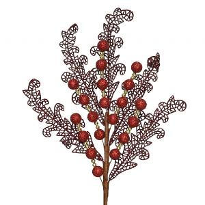 Decoris Red Glitter Floral Spray