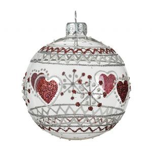 Decoris Transparent Glass Bauble with Folkloristic Border 8cm