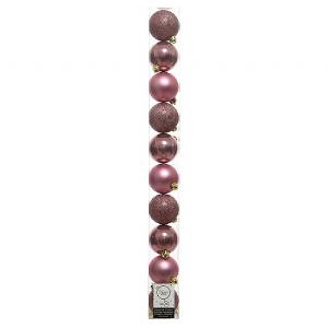Decoris Assorted Velvet Pink Shatterproof Baubles 6cm (Tube of 10)