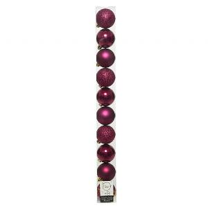 Decoris Assorted Magenta Shatterproof Baubles 6cm (Tube of 10)