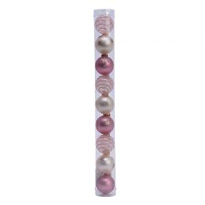 Decoris Assorted Pink Mini Glass Baubles 3cm (Tube of 9)