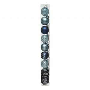 Decoris Assorted Blue Mini Glass Baubles 3cm (Tube of 9)