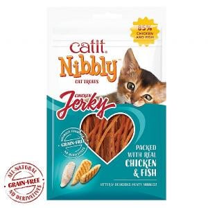Catit Nibbly Jerky Chicken & Fish Cat Treats 30g