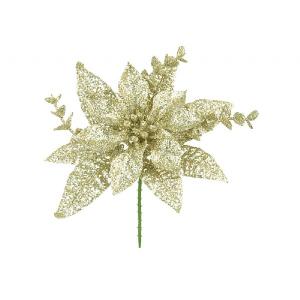 Champagne Poinsettia Pick 15cm