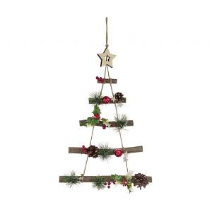 Holly Hanging Ladder Decoration 48cm