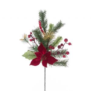 Poinsettia, Berries & Pinecone Spray 71cm