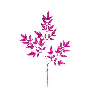 Pink Glitter Leaf Spray 80cm