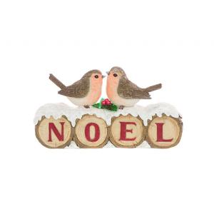 Resin Robins on Noel Log 8.5cm