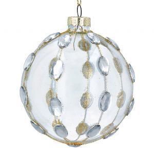 Gisela Graham Gold & Diamante Clear Glass Bauble