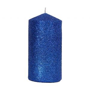 Gisela Graham Blue Glittery Cylinder Candle
