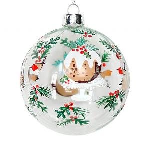 Gisela Graham Plum Pudding Clear Glass Bauble