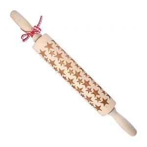 Gisela Graham Natural Star Press Rolling Pin