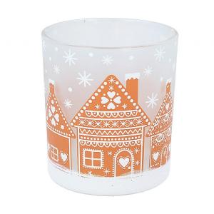 Gisela Graham Gingerbread House Small Glass Tealight Holder