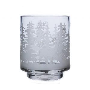 Gisela Graham Deer Scene Glass Tealight Holder