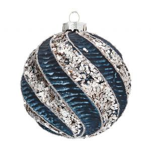 Gisela Graham Blue & Silver Spiral Glass Bauble