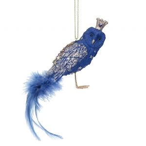 Gisela Graham Blue & Gold Resin Owl Tree Decoration