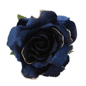 Gisela Graham Dark Blue & Gold Rose Clip