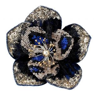 Gisela Graham Blue & Gold Sequin Magnolia Clip