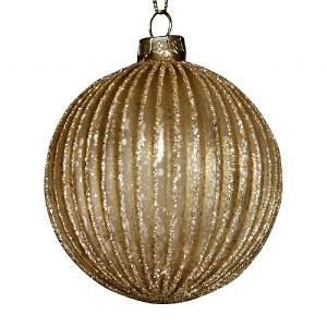 Gisela Graham Gold Glittery Ribbed Glass Bauble