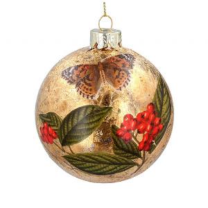 Gisela Graham Gold Leaf Butterfly Glass Bauble