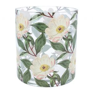 Gisela Graham Christmas Rose Glass Tealight Holder - Small