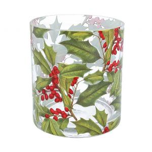 Gisela Graham Holly Glass Tealight Holder - Large