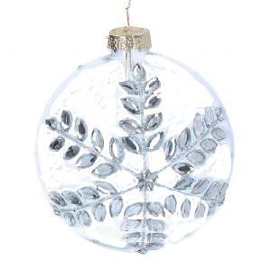 Gisela Graham Silver Diamante Snowflake Glass Bauble