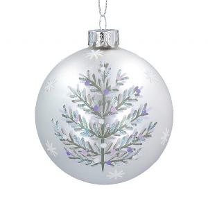 Gisela Graham Silver Tree White Glass Bauble