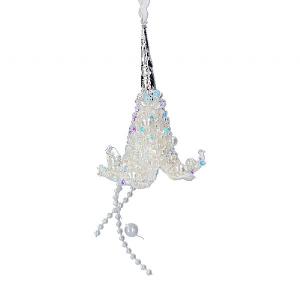 Gisela Graham White Beaded Lotus Flower Tree Decoration
