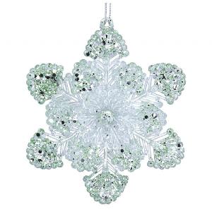 Gisela Graham Green Iridescent Snowflake Tree Decoration