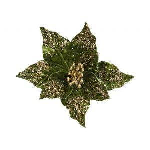 Gisela Graham Green & Gold Velvet Poinsettia Clip