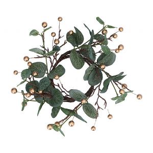 Gisela Graham Eucalyptus & Gold Berry Large Candle Ring