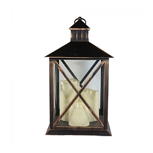 Premier Bronze Triple LED Candle Lantern 40cm