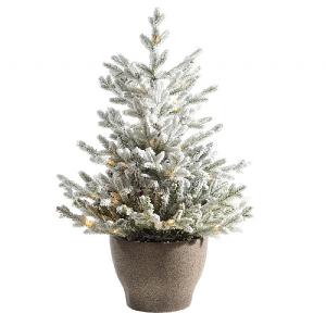 4ft Pre-Lit Snowy Oslo Potted Artificial Christmas Tree (Battery Operated)