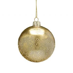 Festive 8cm Frosted Ombre Gold Glass Bauble