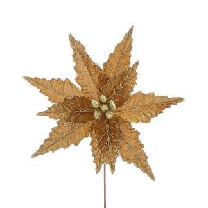 Festive 37cm Gold Velvet Poinsettia