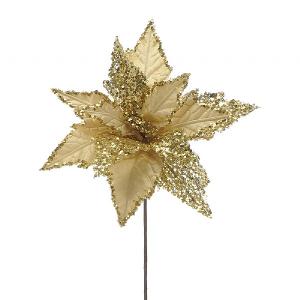 Festive 40cm Gold Velvet Poinsettia