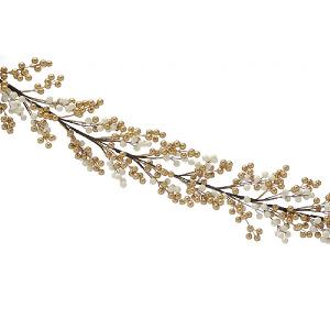 Festive 130cm Gold & White Berry Garland
