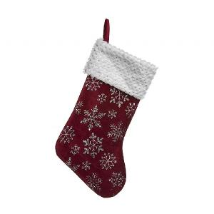 Festive Burgundy Snowflake Stocking