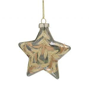 Festive 9cm Clear & Gold Glass Star