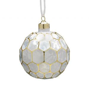 Festive 8cm Frost White Geo Glass Bauble