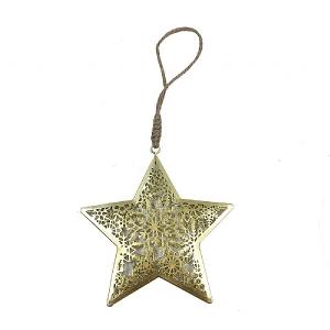 Festive 12cm Gold Metal Star Snowflake