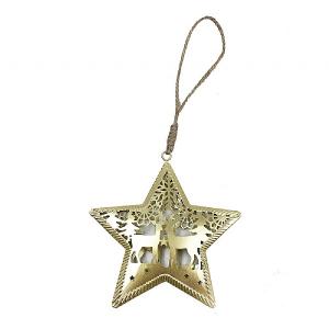 Festive 12cm Gold Metal Star Reindeer