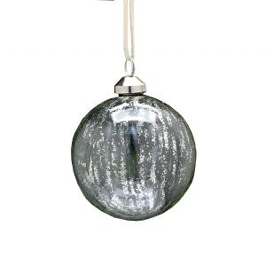 Festive 8cm Grey Marble Glass Bauble