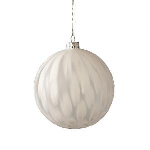 Festive 10cm White Feather Glass Bauble
